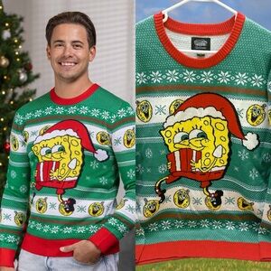 SpongeBob Squarepants Green and Red Crewneck Sweater XL